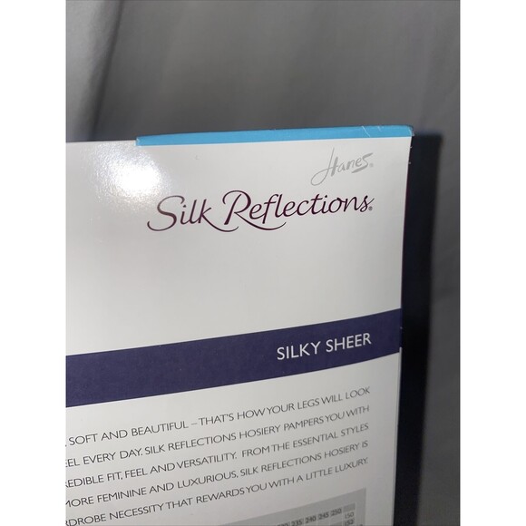 Hanes Silk 717 Reflections Pantyhose Control Top silky Sheer Toe Jet Black C-D - Picture 5 of 8